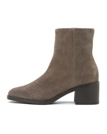 Botine de piele intoarsa cu varf patrat Dominika, Grej