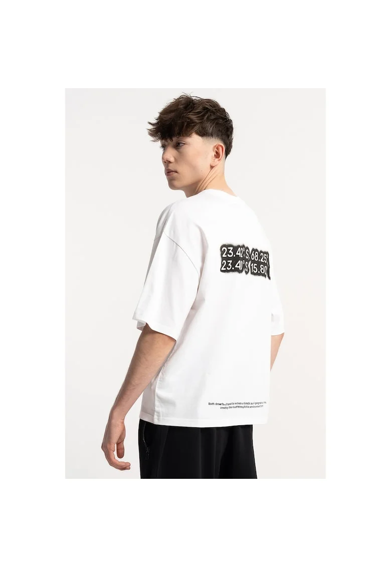 Tricou cu imprimeu text pe spate BOXY,