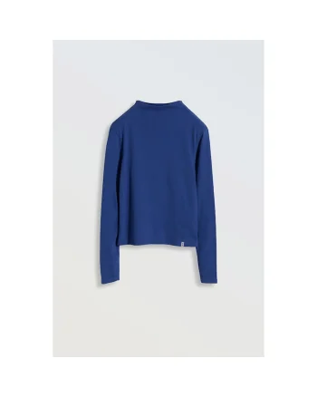 Bluza uni din bumbac cu guler scurt,