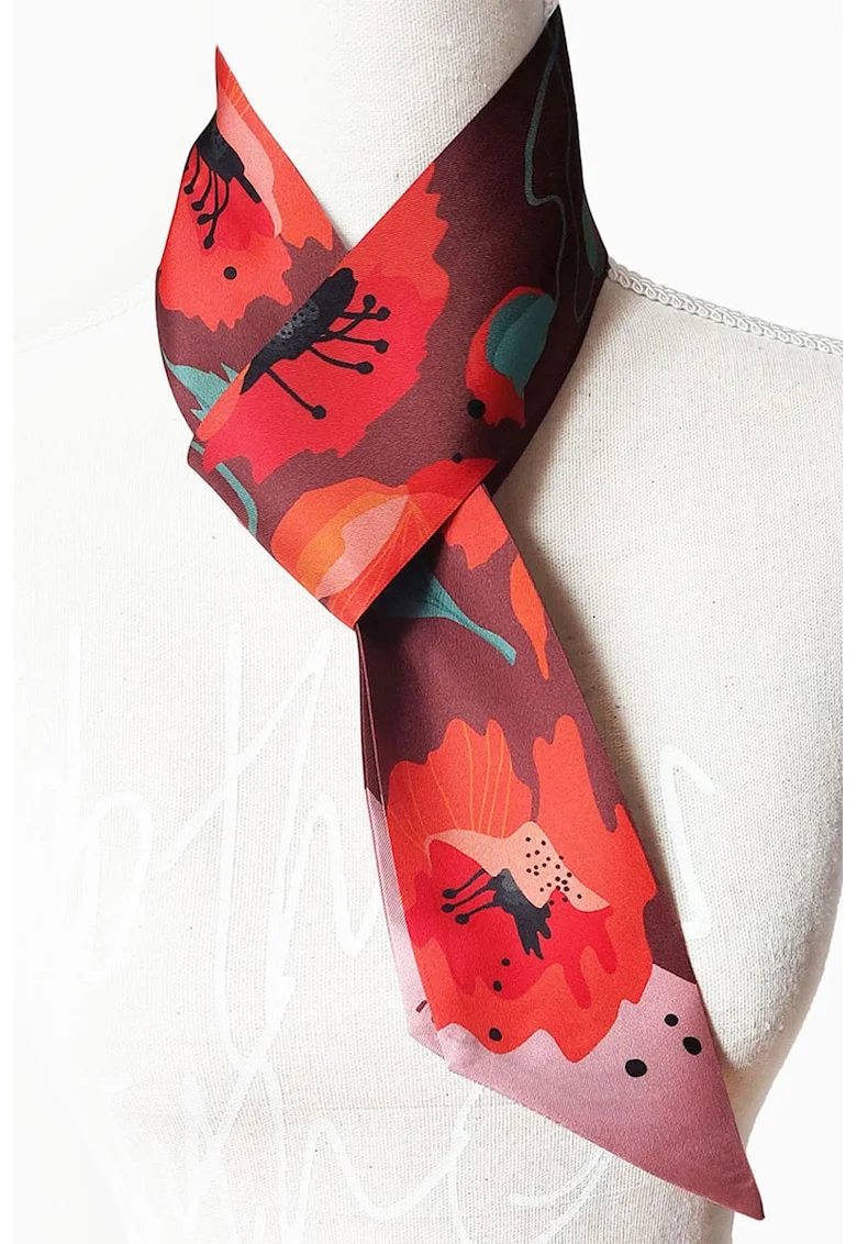 Esarfa de matase cu model floral