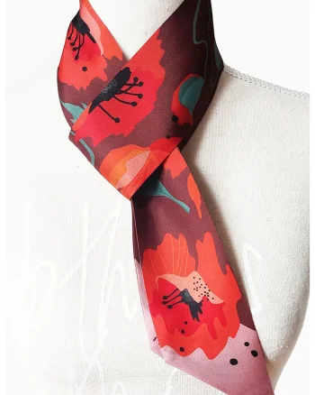 Esarfa de matase cu model floral