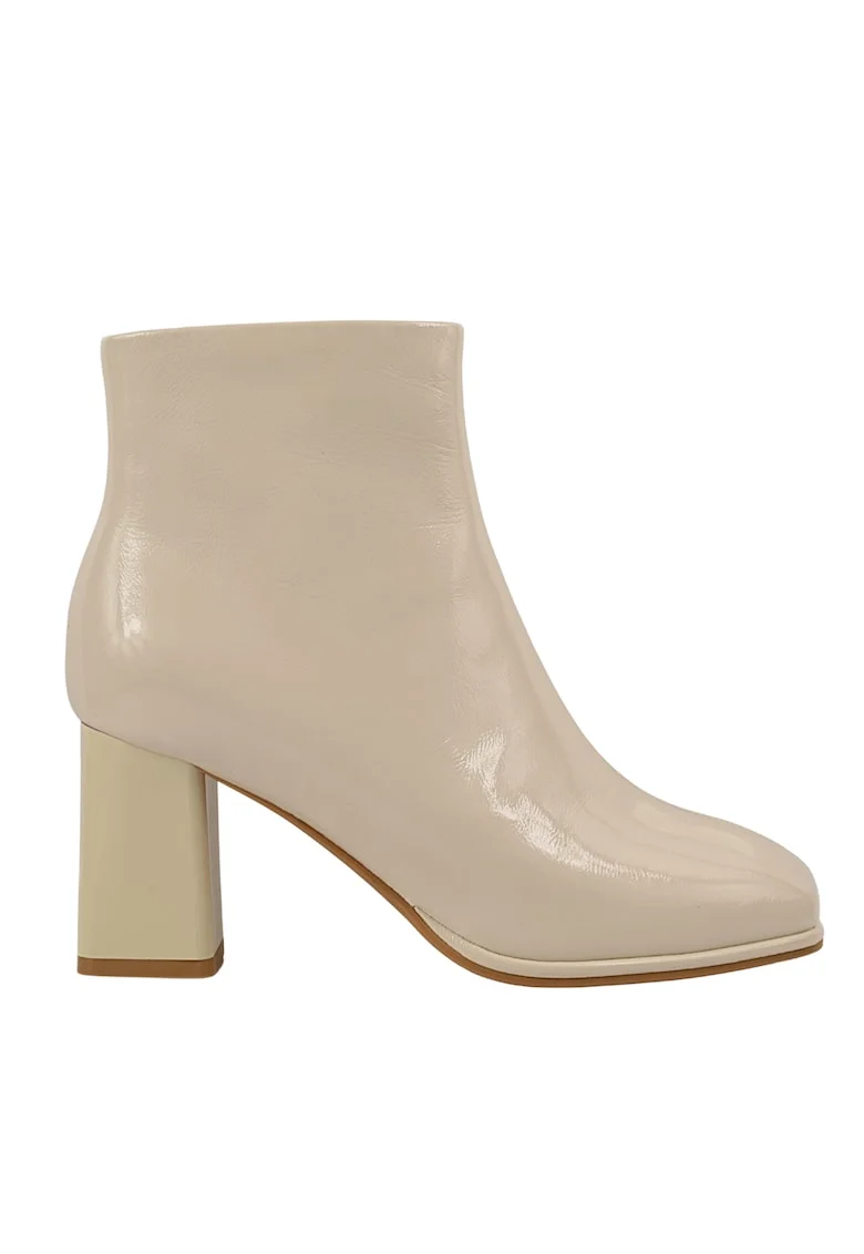 Ghete elegante, dama,  6612-1 crem, piele lacuita, toc, Crem