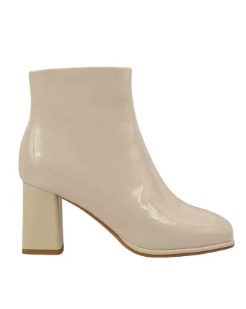 Ghete elegante, dama,  6612-1 crem, piele lacuita, toc, Crem