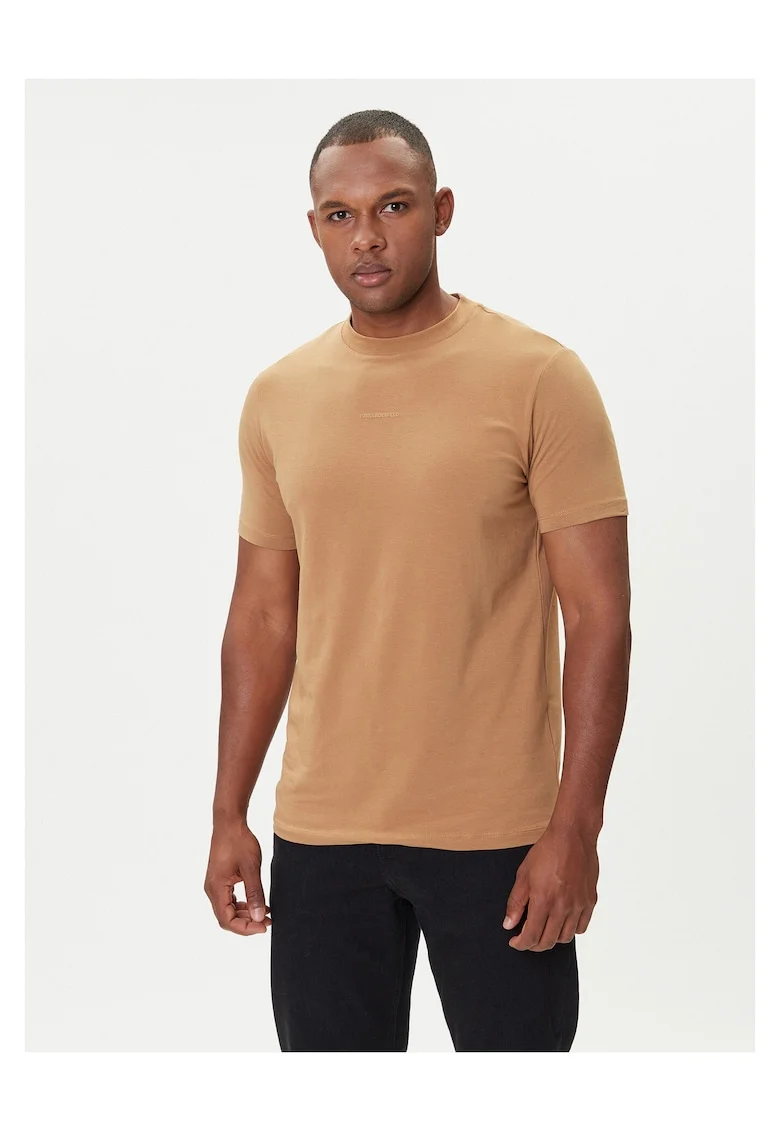 Tricou barbati  camel, bumbac