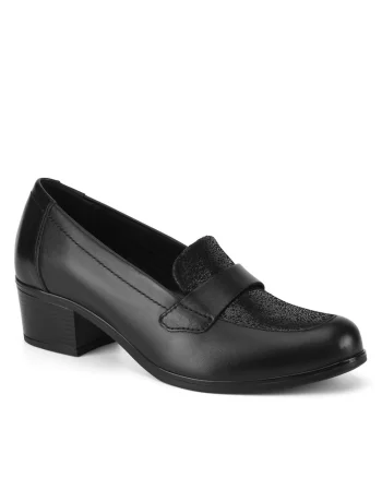 Pantofi dama,  toc, piele naturala, negru