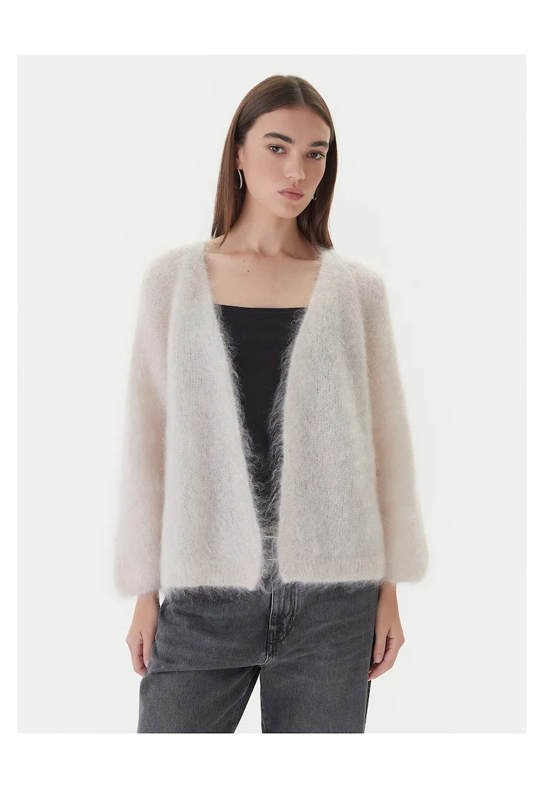 Cardigan dama  alb, pulover din material moale