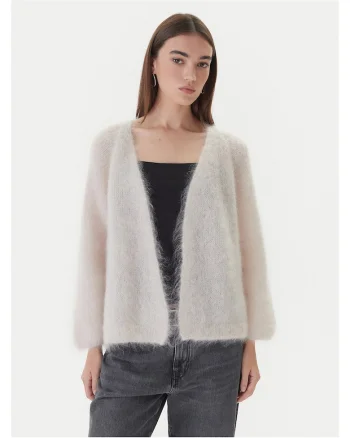 Cardigan dama  alb, pulover din material moale