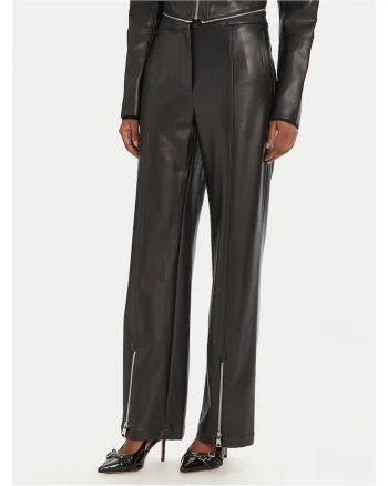 Pantaloni dama,  piele ecologica, negru