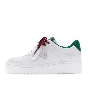 Pantofi sport din piele ecologica cu sireturi duble, Alb/Verde