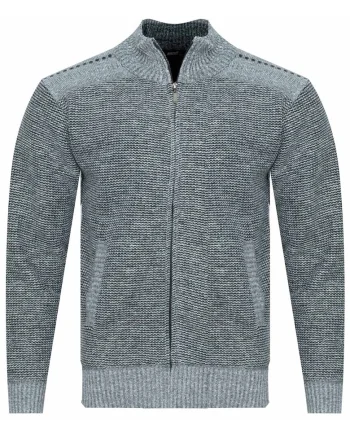Pulover barbati,  S8627, cu fermoar, gri deschis, poliester/bumbac