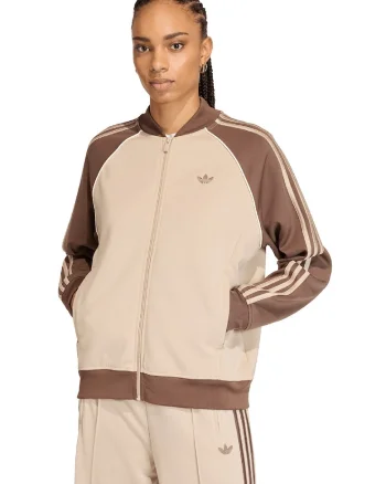 Bluza de trening cu fermoar si maneci raglan, Maro/Bej