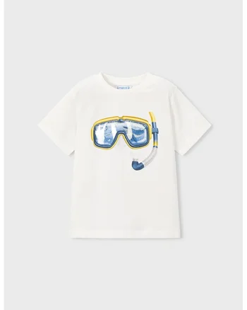 Tricou cu broderie, Alb/Galben