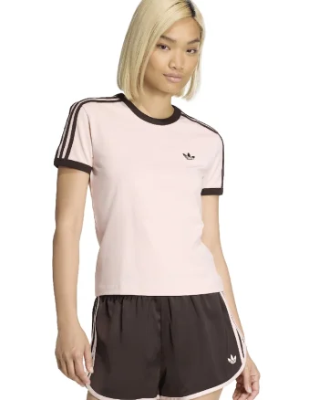 Tricou slim-fit cu decolteu la baza gatului, Maro inchis/Roz pal