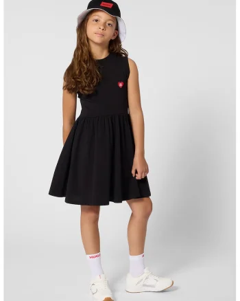 Rochie cu croiala evazata, fara maneci, Negru/Gri antracit