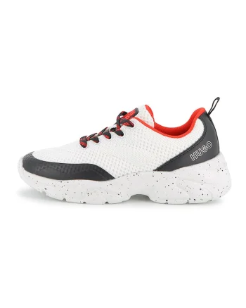 Pantofi sport demiwedge din plasa, Rosu/Alb/Negru