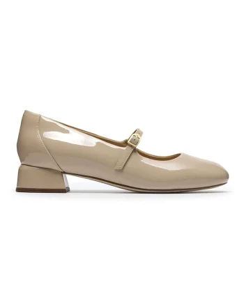 Pantofi Mary Jane de piele cu toc discret Daiss, Bej deschis