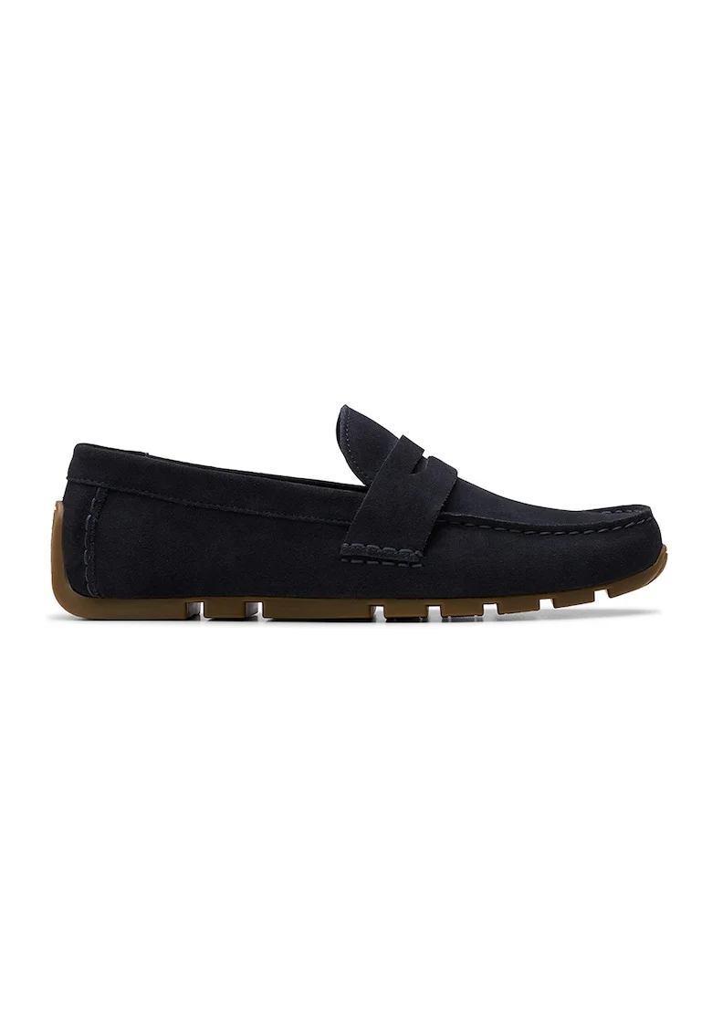 Pantofi loafer de piele intoarsa Corsley Bar, Negru stins/Gri antracit