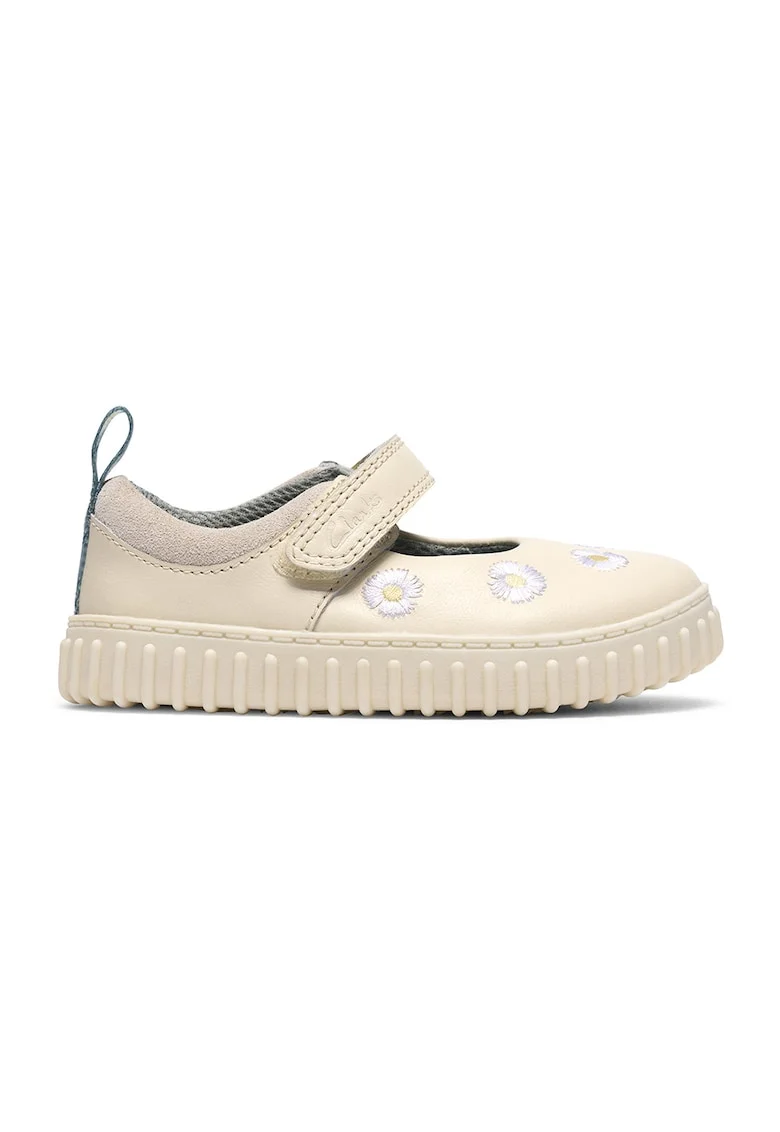 Pantofi de piele cu model floral Cove, Alb fildes