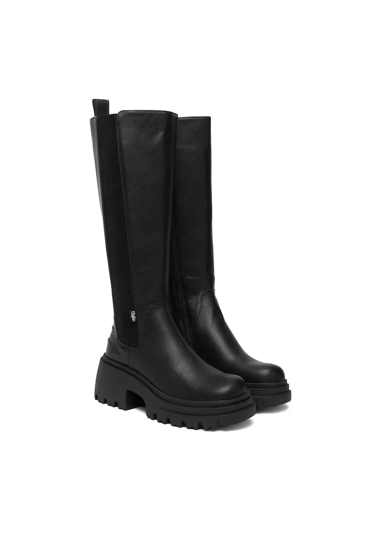 Cizme dama  Chelsea Hi 122, piele ecologica, negru