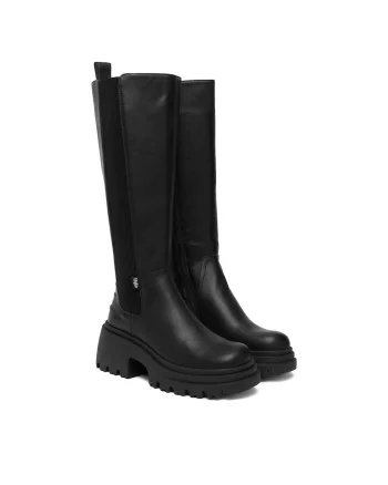 Cizme dama  Chelsea Hi 122, piele ecologica, negru