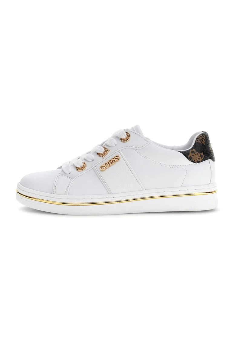 Pantofi sport low-cut din piele ecologica, Alb optic