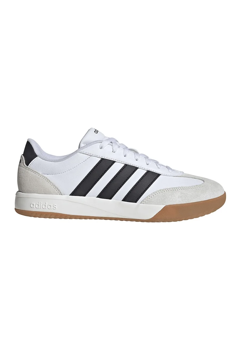 Pantofi sport low-cut cu garnituri din piele intoarsa sintetica VL Court, Gri deschis/Negru stins/Alb optic