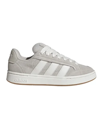 Pantofi sport din piele intoarsa cu cusaturi contrastante Grand Court Alpha, Alb fildes/Gri inchis