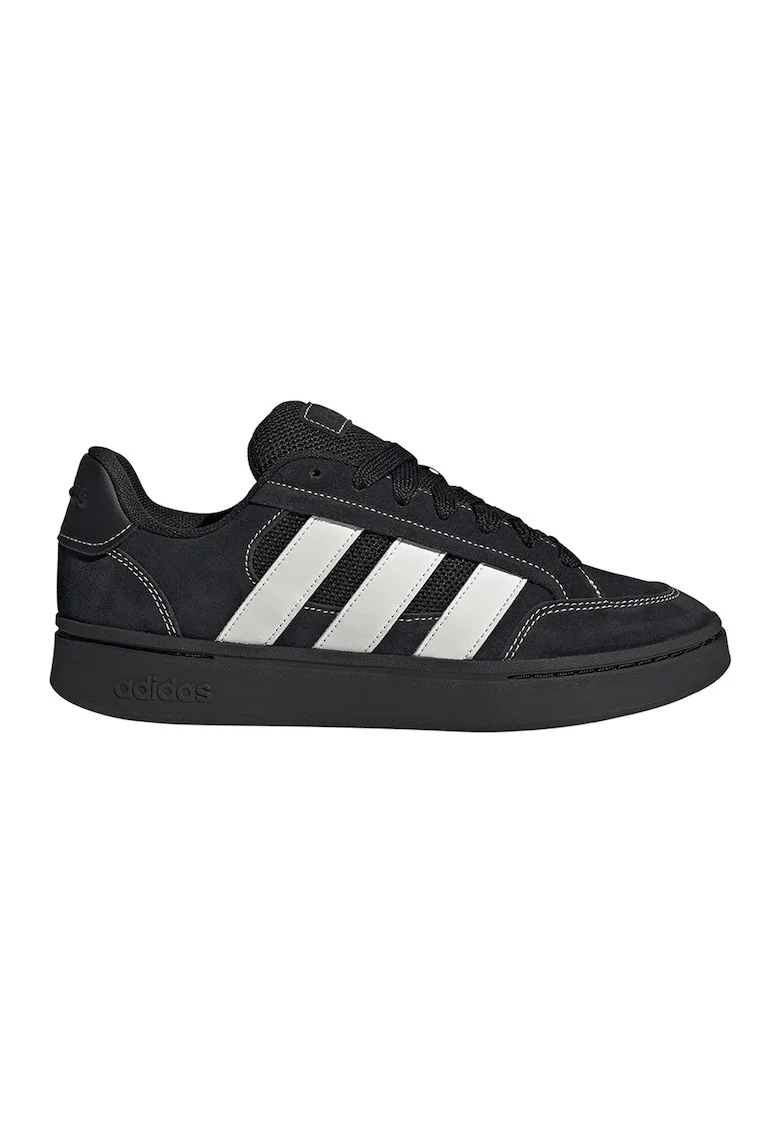 Pantofi sport din piele intoarsa cu cusaturi contrastante Grand Court Alpha, Alb/Negru
