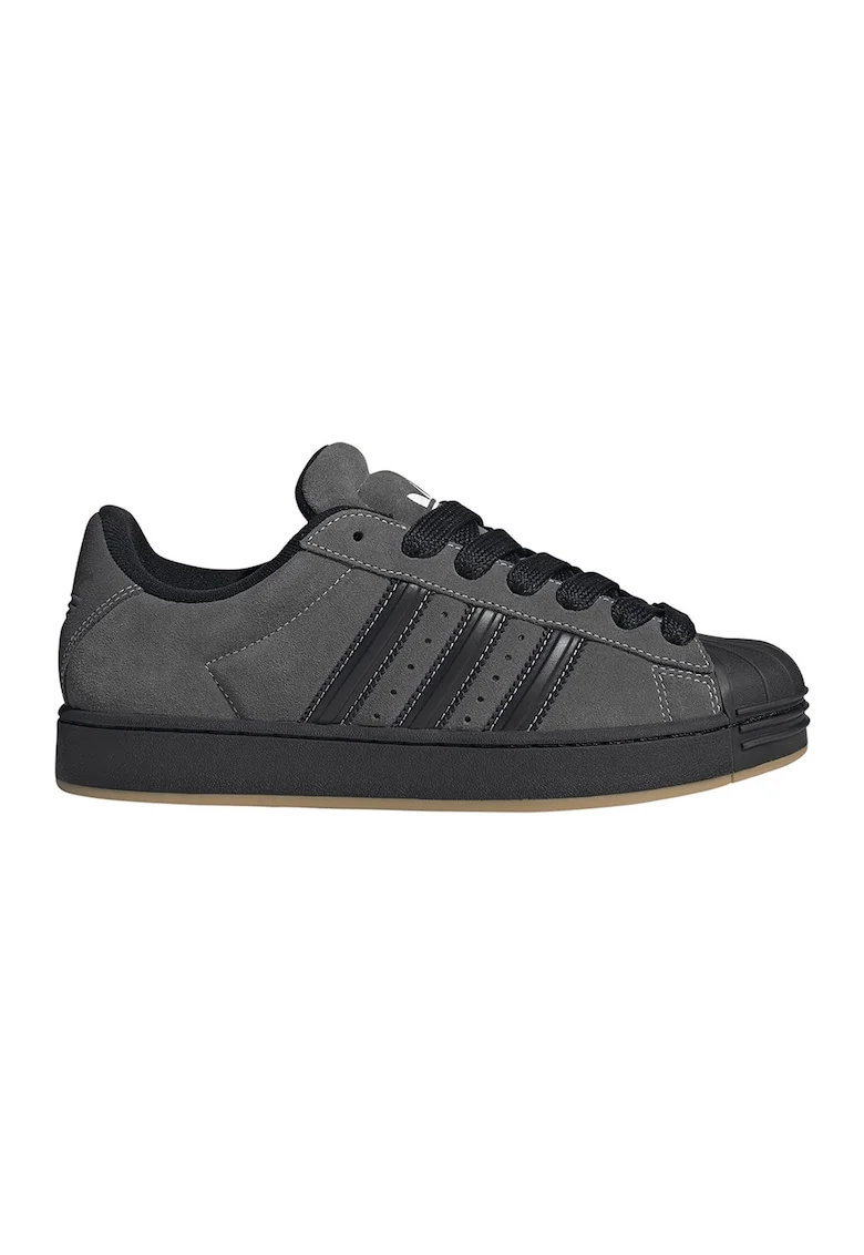 Pantofi sport din piele intoarsa cu garnituri din piele Superstar, Negru/Gri inchis
