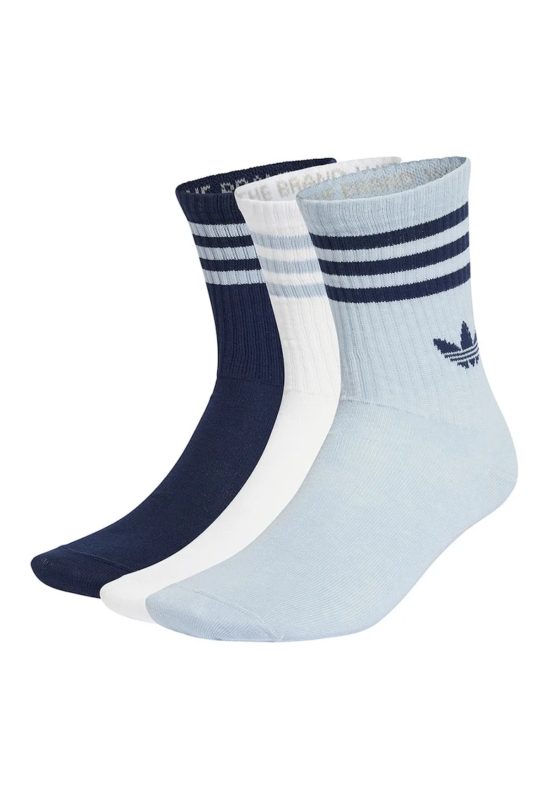 Set de sosete lungi unisex cu detaliu logo - 3 perechi, Alb/Albastru ultramarin/Albastru deschis