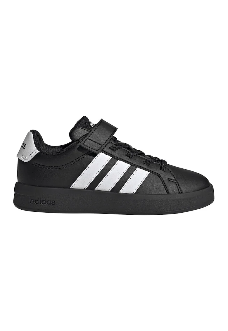 Pantofi sport Grand Court 3.0 de piele ecologica cu sireturi elastice, Alb/Negru