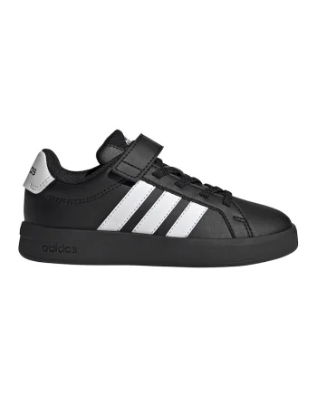 Pantofi sport Grand Court 3.0 de piele ecologica cu sireturi elastice, Alb/Negru