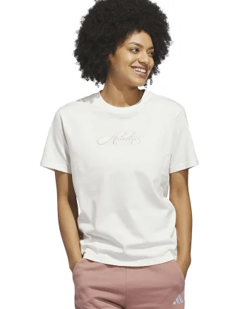 Tricou din bumbac Cursive, Alb murdar