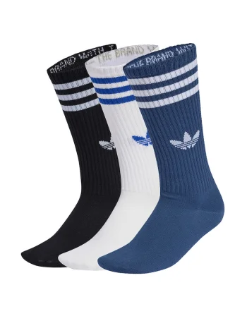 Set de sosete lungi unisex cu logo - 3 perechi, Alb/Negru/Albastru