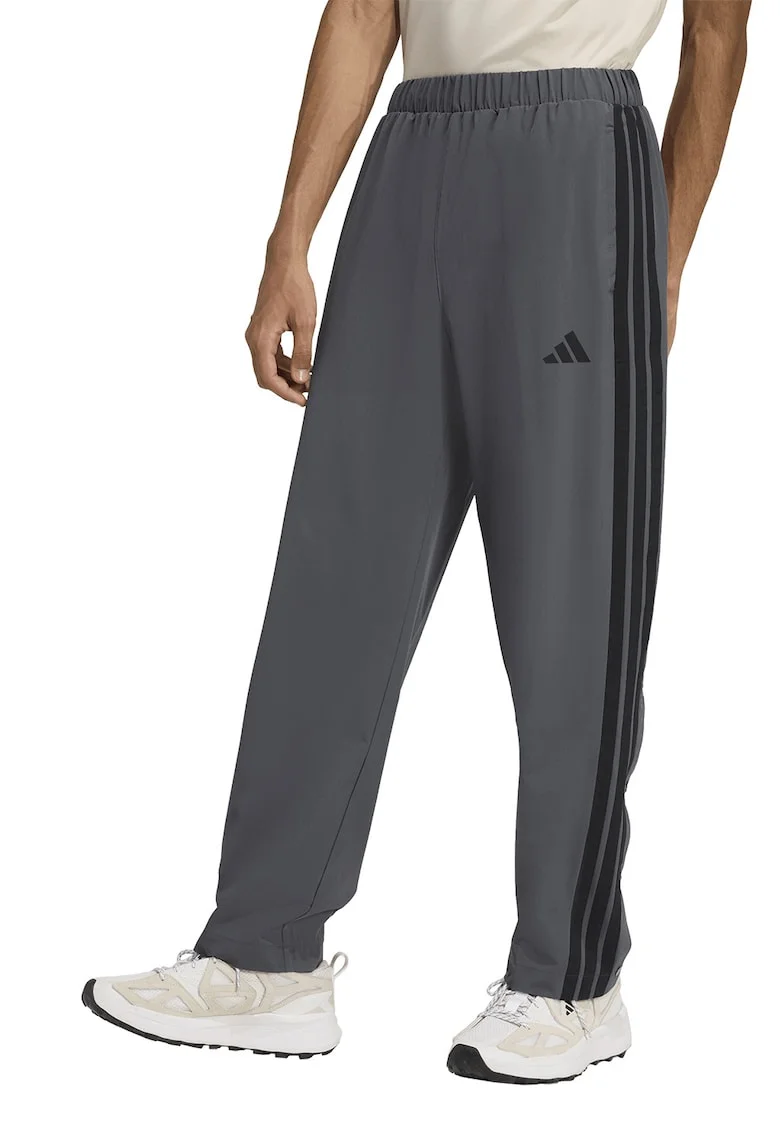 Pantaloni sport cu buzunare laterale si capse la terminatii, Gri inchis