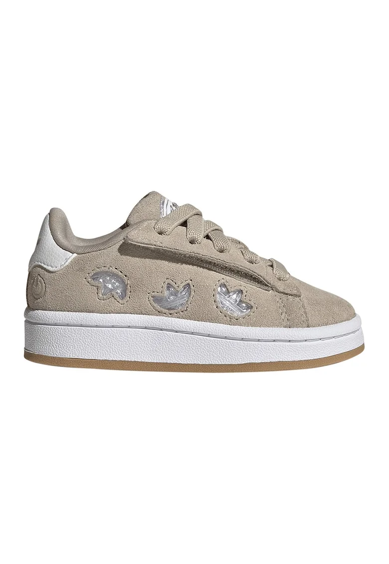 Pantofi sport low-cut din piele intoarsa Campus, Gri deschis/Maro nisip