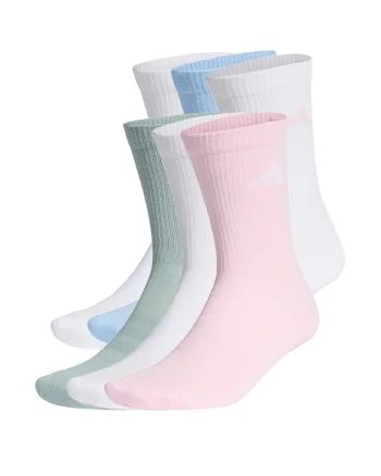 Set de sosete scurte unisex C ESS CRW - 6 perechi, Alb/Roz deschis/Verde sparanghel