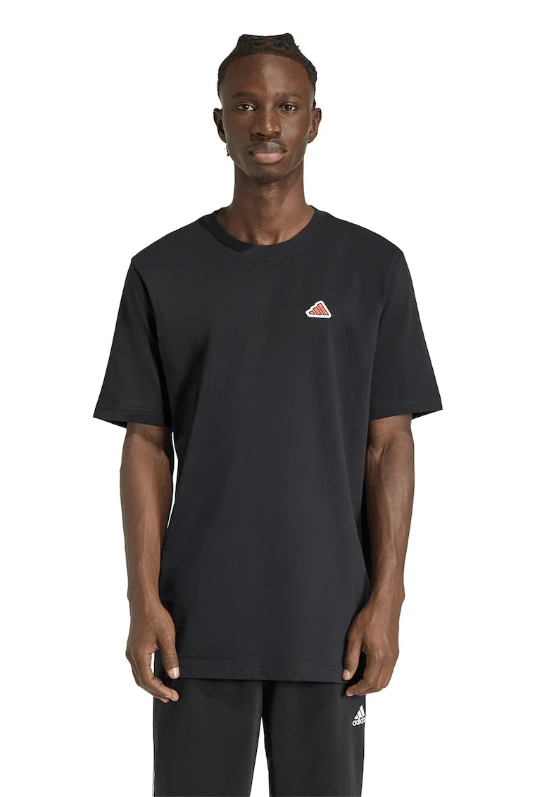 Tricou cu decolteu la baza gatului si logo Icon, Rosu/Negru