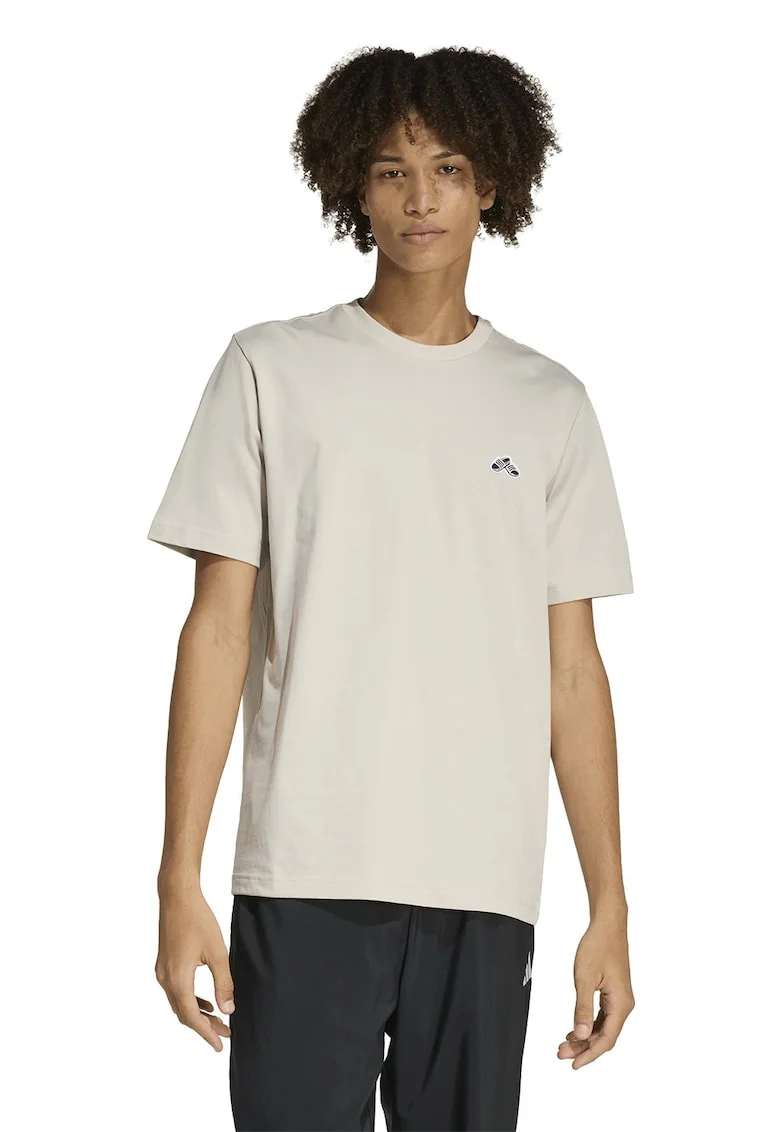 Tricou de bumbac cu detaliu grafic, Maro nisip