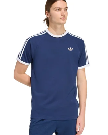 Tricou cu decolteu la baza gatului si logo, Alb/Bleumarin