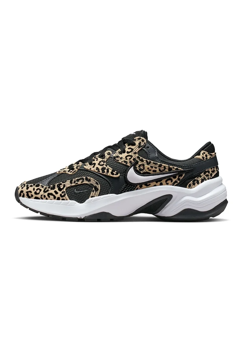 Pantofi sport AL8 din material textil cu model animal print, Negru/Maro nisip