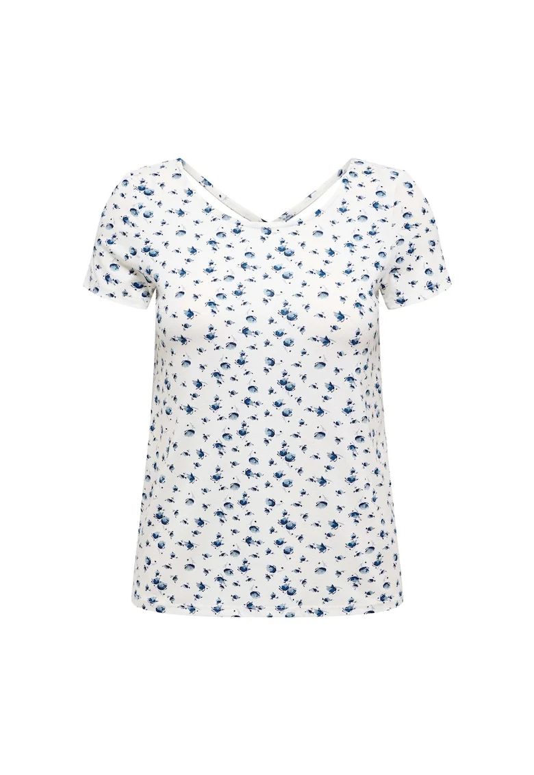 Tricou cu design incrucisat pe partea din spate, Alb/Albastru