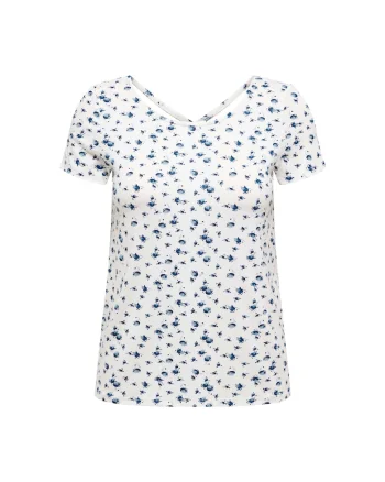 Tricou cu design incrucisat pe partea din spate, Alb/Albastru