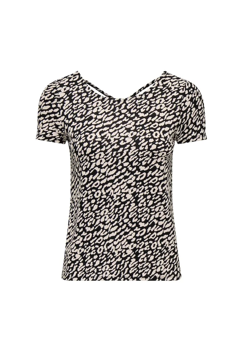 Tricou cu design incrucisat pe partea din spate, Negru/Bej