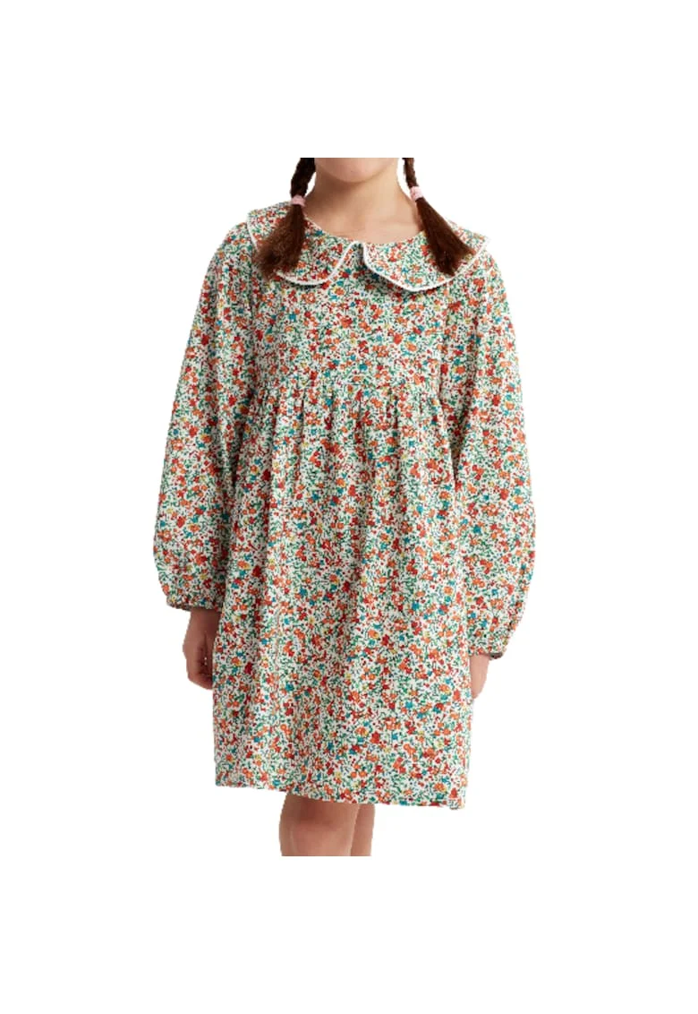 Rochie Fetiță Amelia din Bumbac 100%, Imprimeu Floral Delicat, Elegantă și Confortabilă, Rosu
