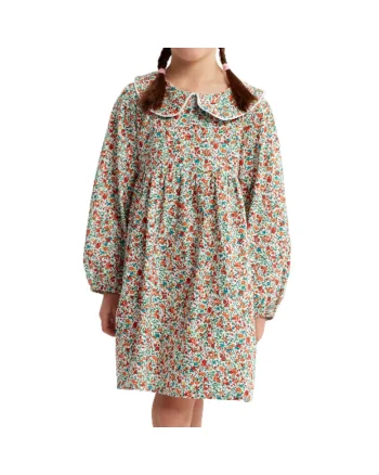 Rochie Fetiță Amelia din Bumbac 100%, Imprimeu Floral Delicat, Elegantă și Confortabilă, Rosu