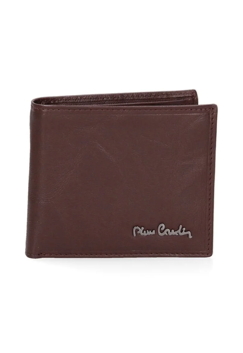 Portofel din piele cu logo metalic 168331, Maro cognac