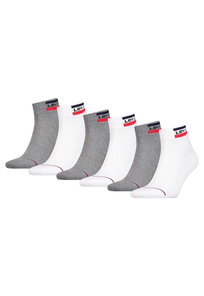 Set de sosete scurte unisex - 6 perechi, Alb/Gri