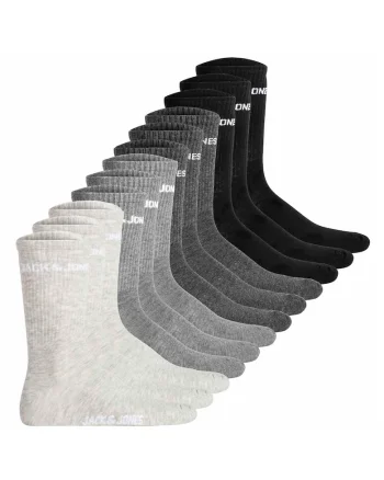 Set de sosete lungi cu logo 14029 - 12 perechi, Negru/Gri