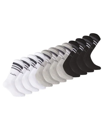 Set de sosete lungi unisex - 12 perechi, Alb/Negru/Gri